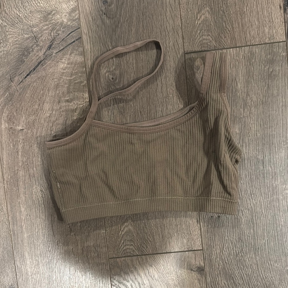 SHEIN Brown Ribbed Crop Top